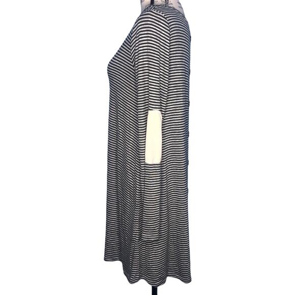 Sweet Claire MEDIUM Striped Elbow Patch Back Button Long Sleeve T-shirt Dress - Picture 3 of 13
